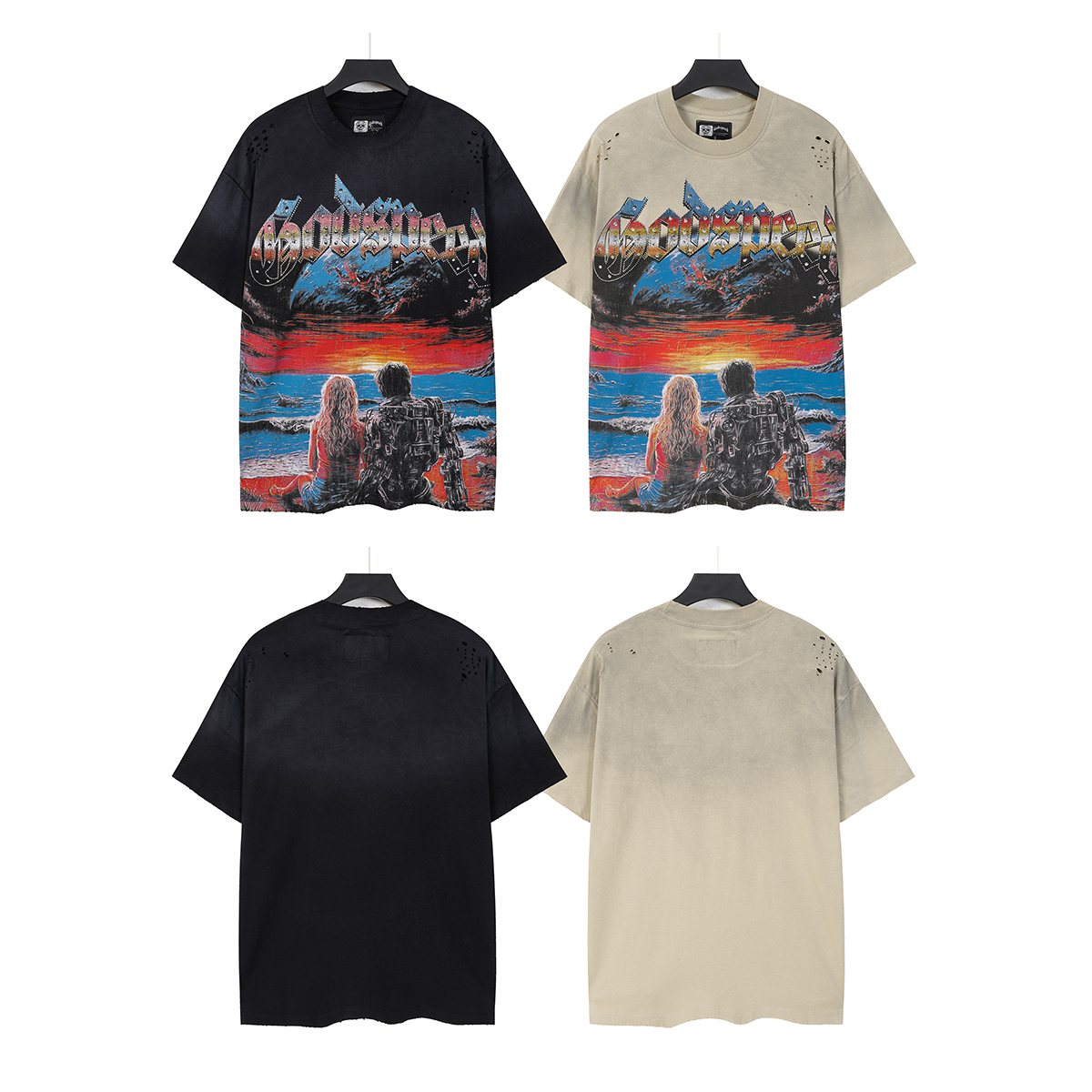 Godspeed Sunset Couple Distressed Graphic T-Shirt ¡ª comparison