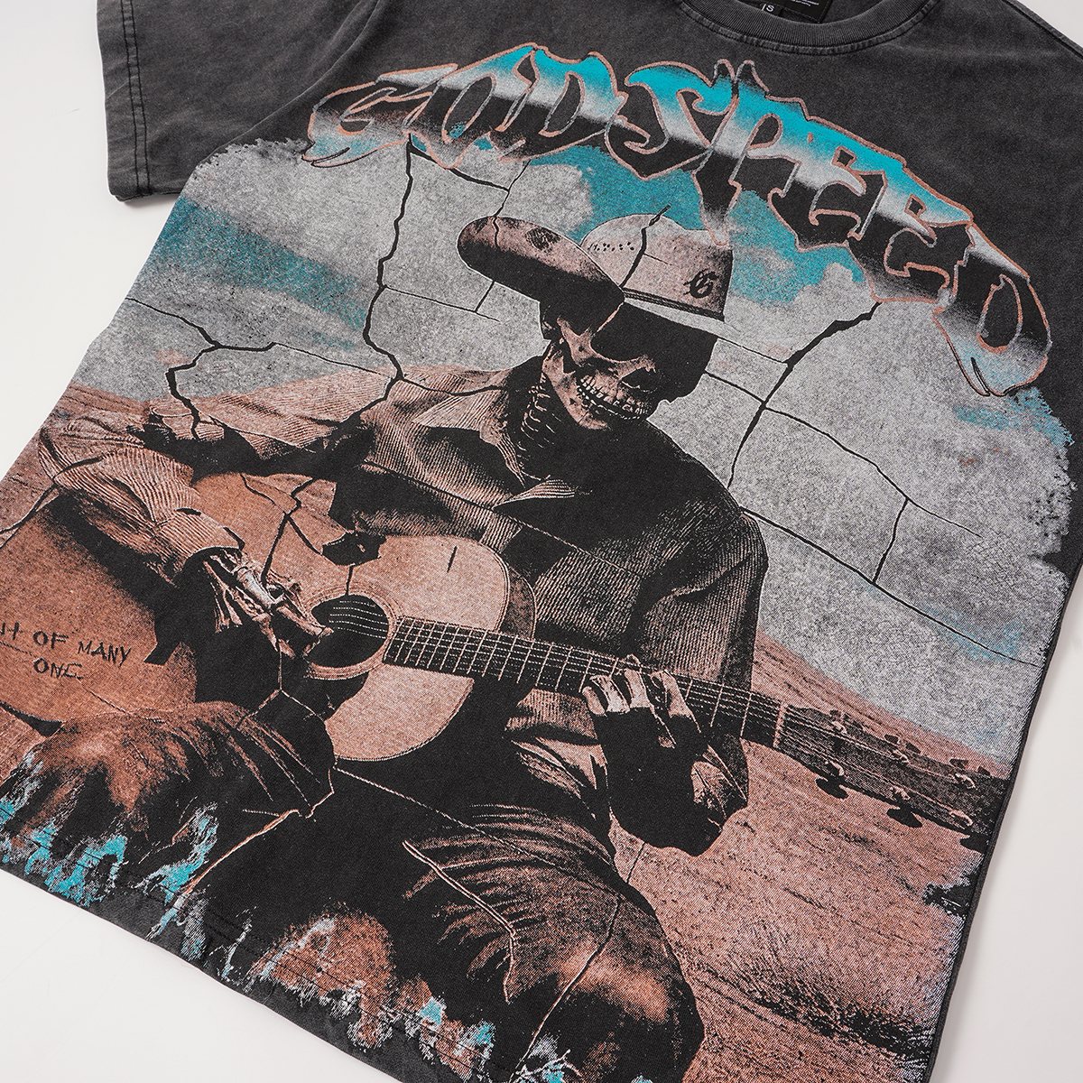 Godspeed Skeleton Guitar Graphic T-Shirt ¡ª detail