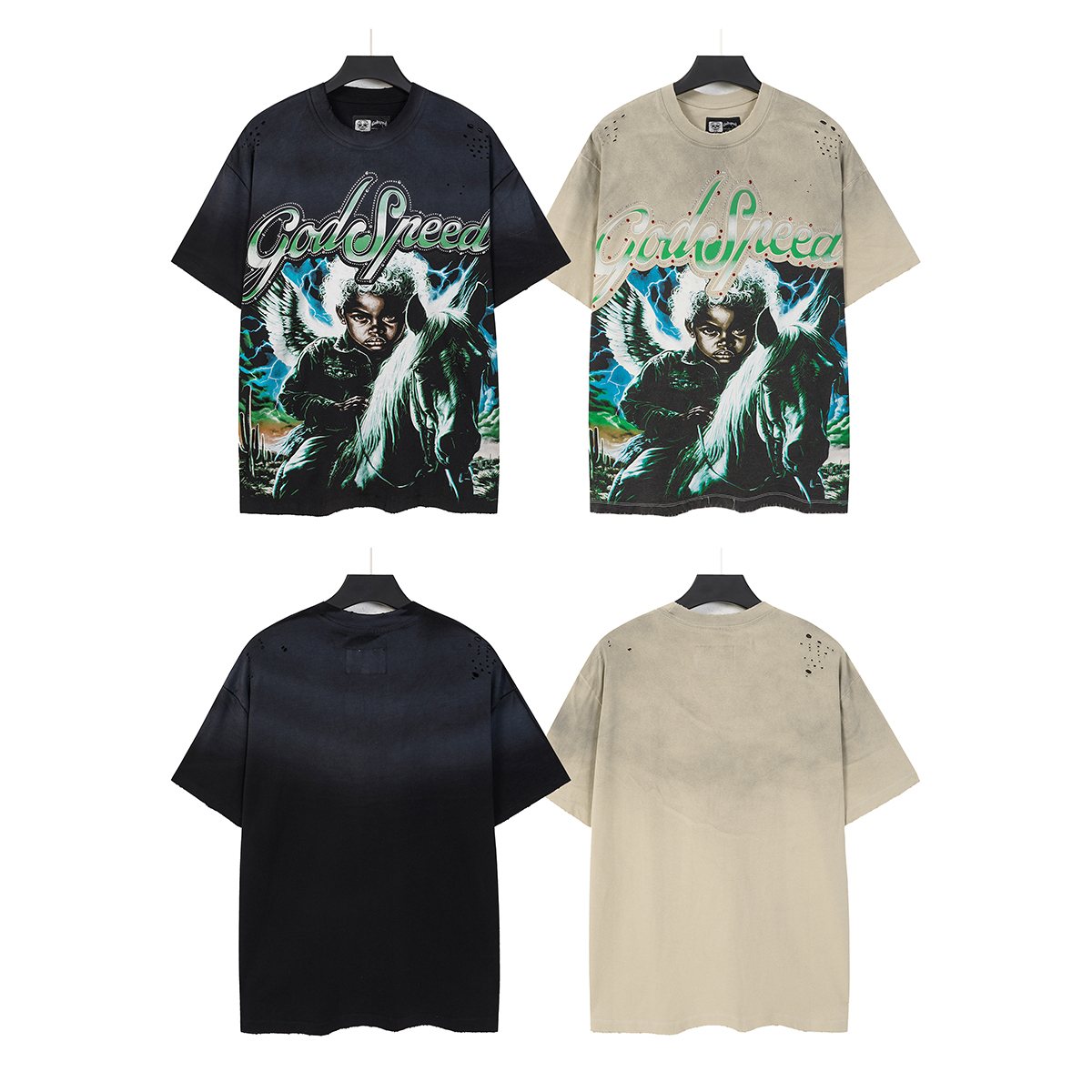 Godspeed Distressed Rhinestone Short-Sleeve Graphic T-Shirt ¡ª comparison