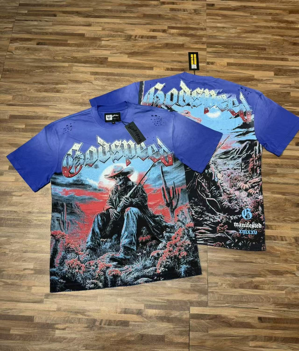Godspeed Cowboy Skull Rhinestone-Style Short-Sleeve T-Shirt ¡ª comparison
