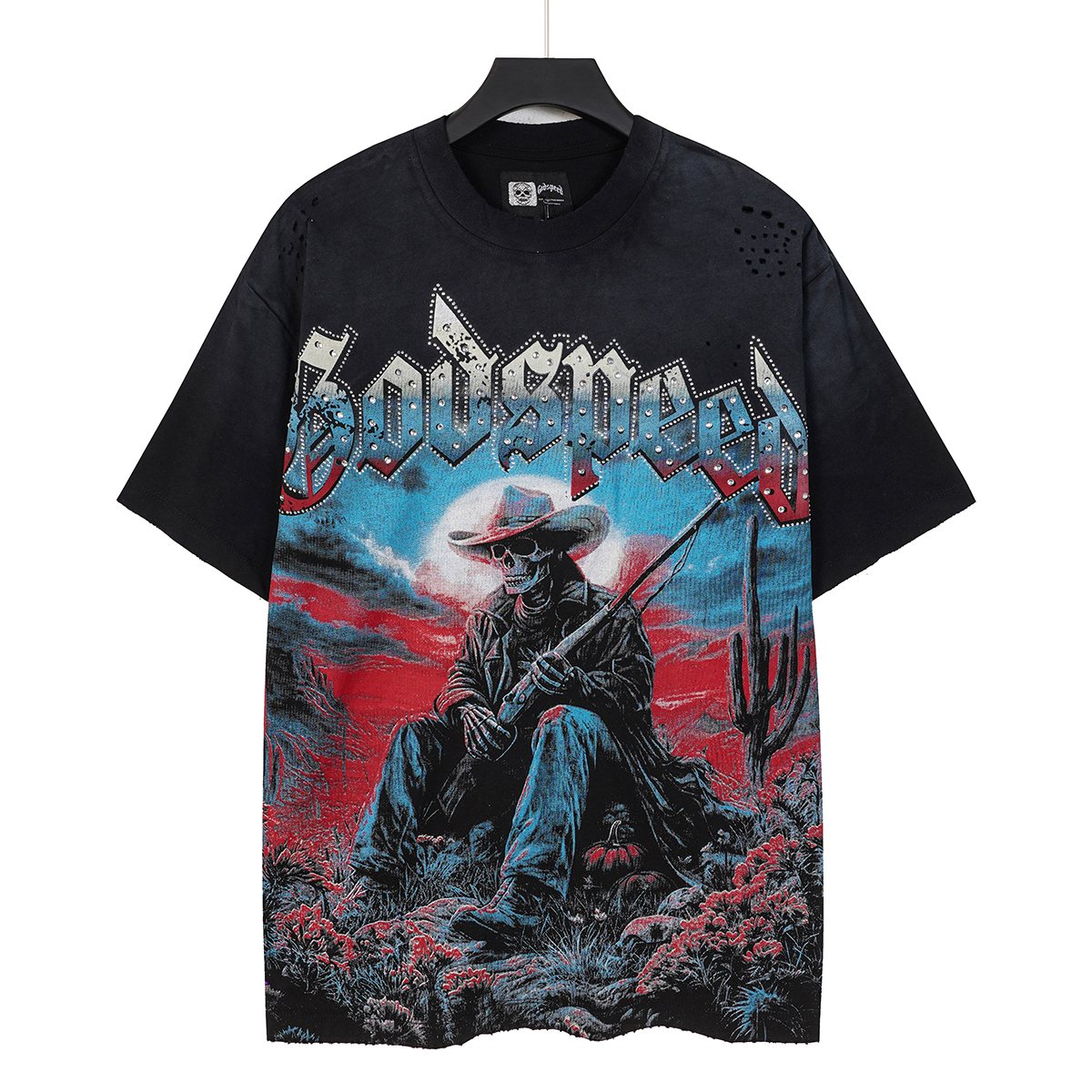 Godspeed Cowboy Skull Rhinestone-Style Short-Sleeve T-Shirt ¡ª hero