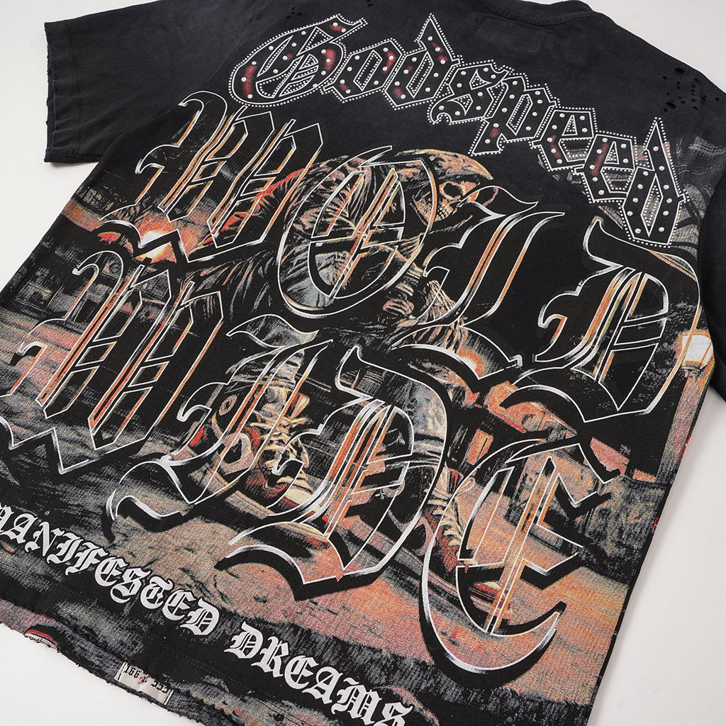 Godspeed Manifested Dreams University Distressed Short-Sleeve T-Shirt ¡ª detail