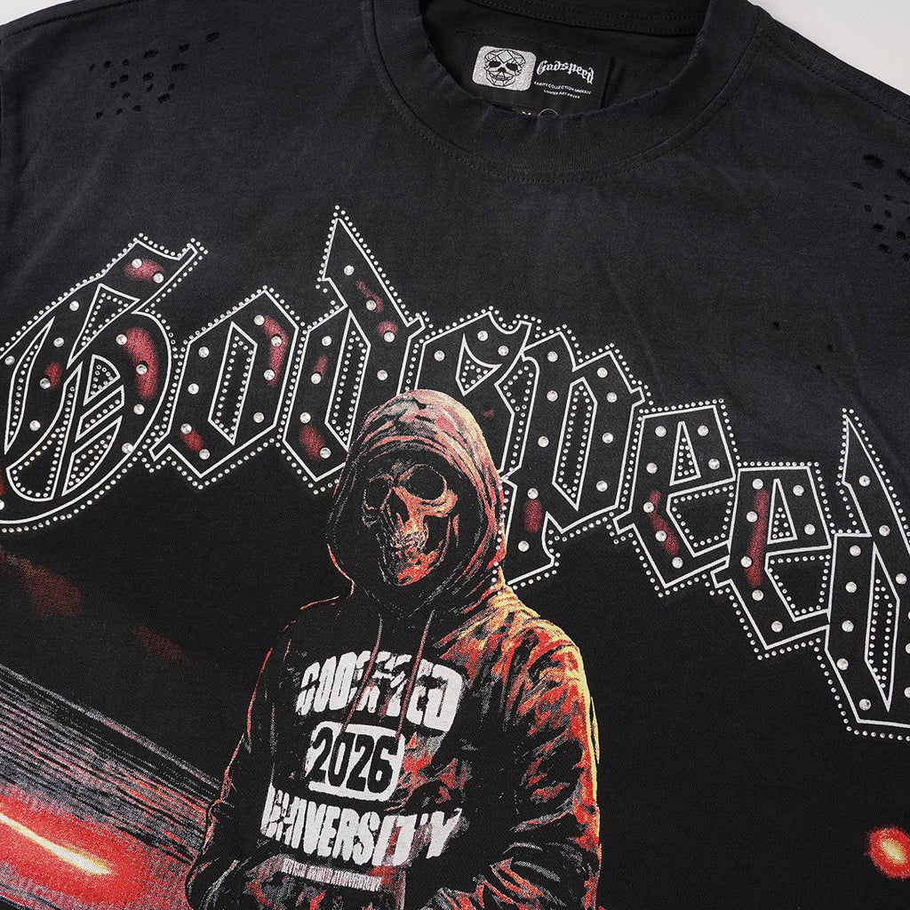 Godspeed Manifested Dreams University Distressed Short-Sleeve T-Shirt ¡ª detail