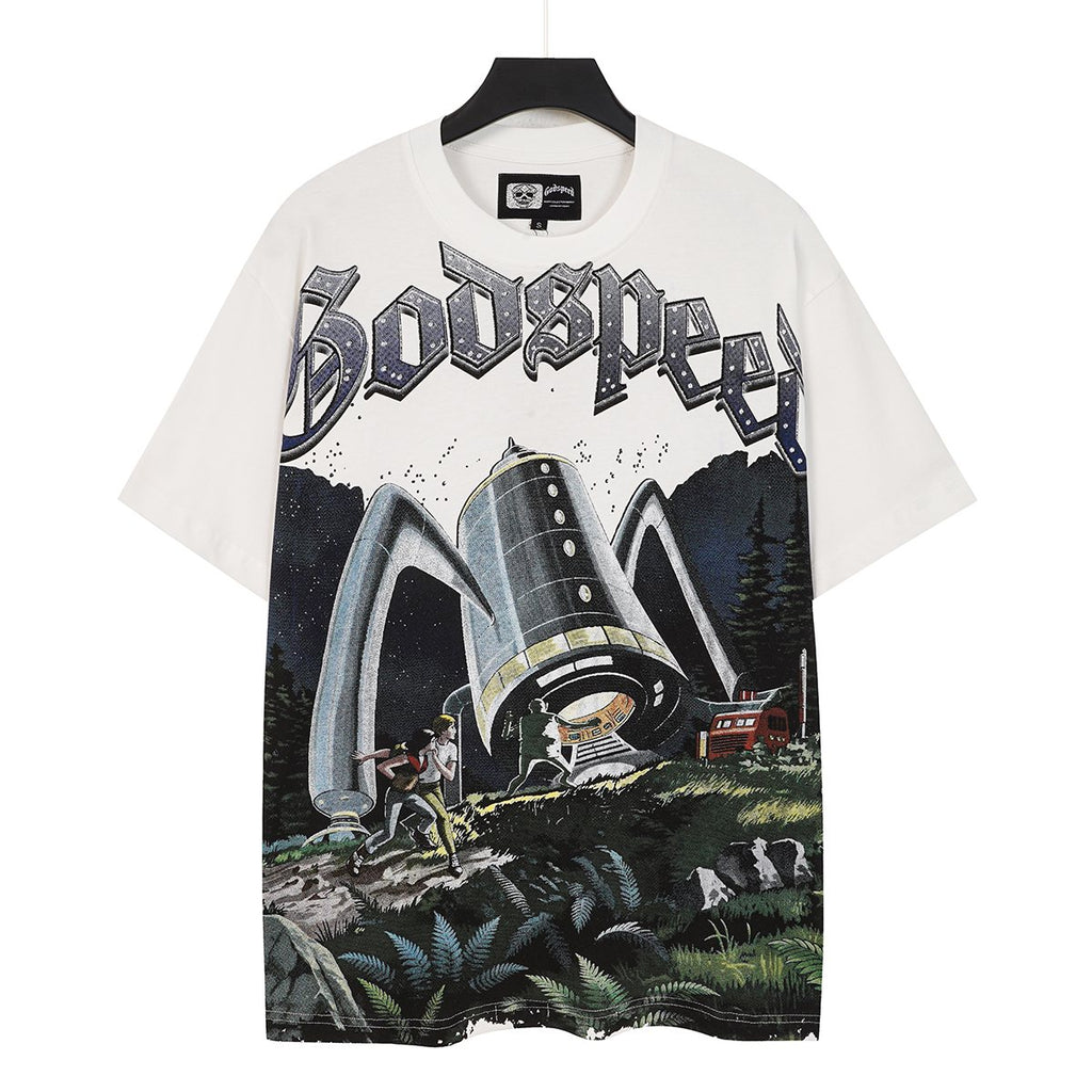 Godspeed Sci-Fi Landscape Graphic T-Shirt ¡ª front