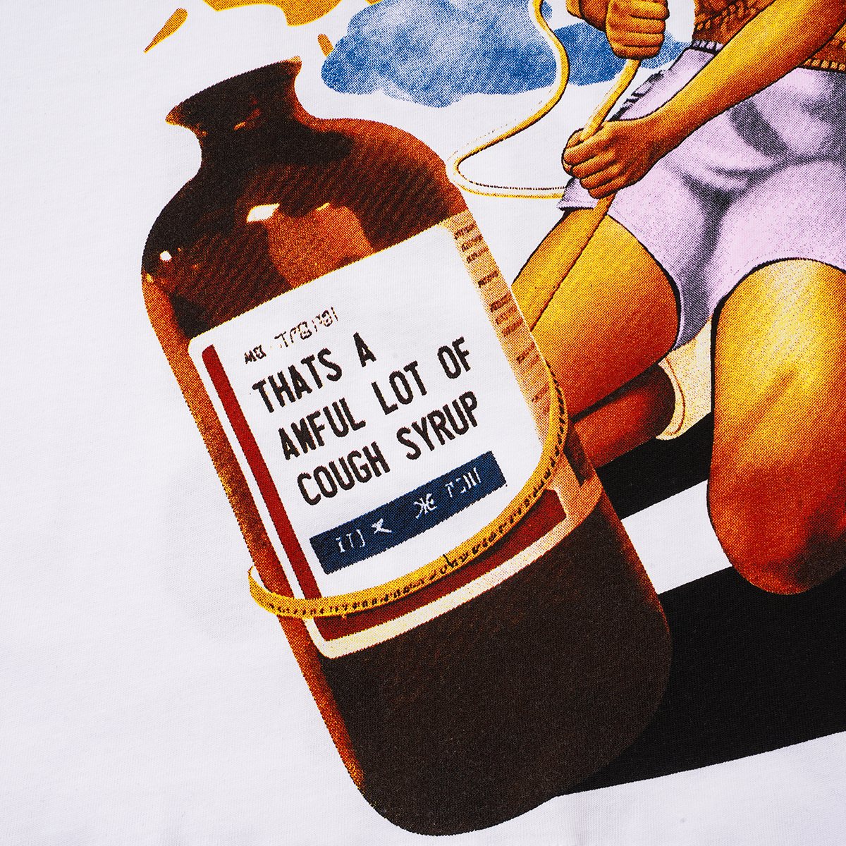 THAT'S A AWFUL LOT OF COUGH SYRUP White Front & Back Graphic T-Shirt ¡ª detail