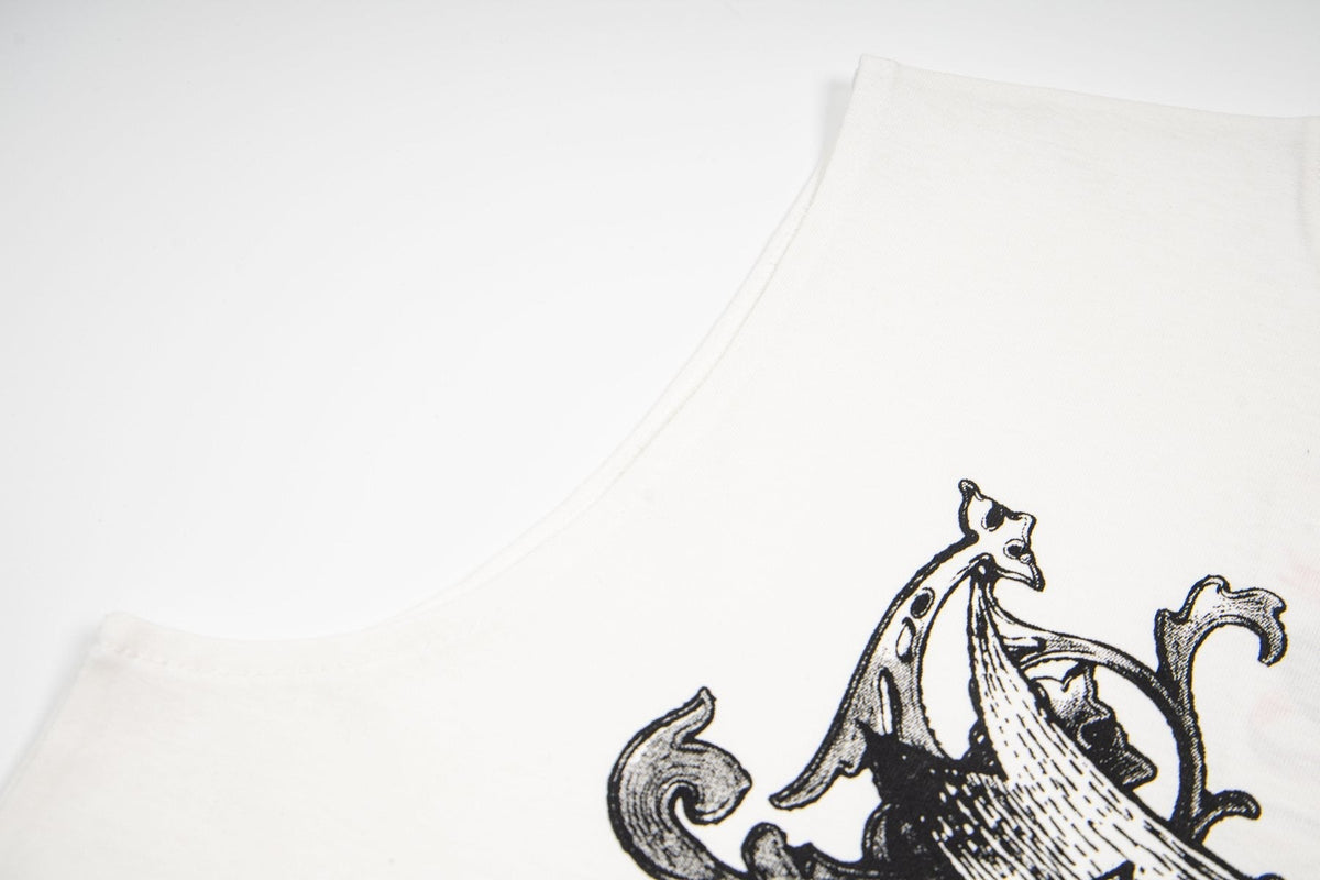 ASAALL White Graphic Sleeveless T-Shirt ¡ª detail