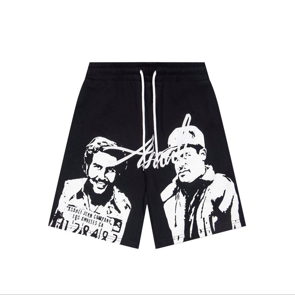 ASAALL Portrait Graphic Drawstring Shorts ¡ª front