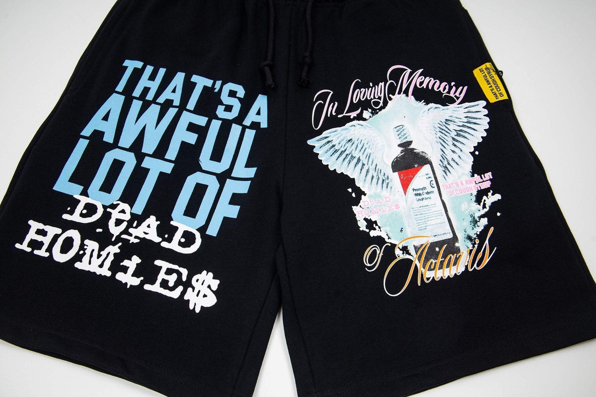 THAT'S A AWFUL LOT OF COUGH SYRUP Black Graphic Shorts ¡ª detail