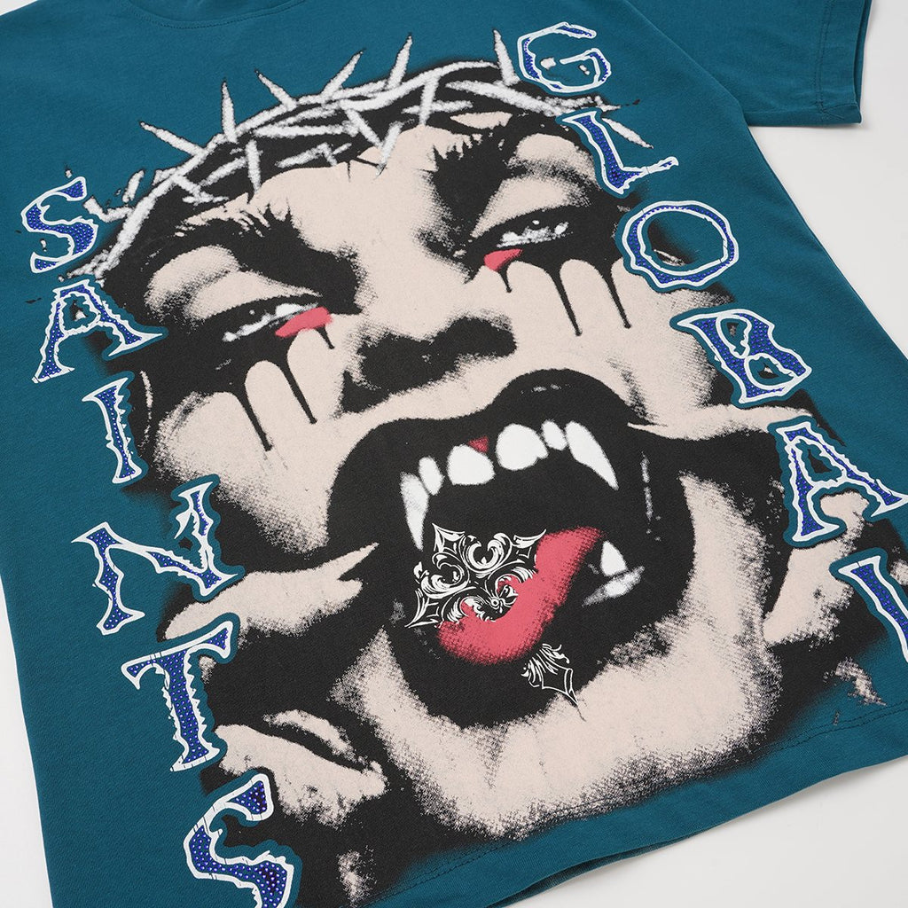 SAINT Rhinestone Graphic Short-Sleeve T-Shirt ¡ª detail