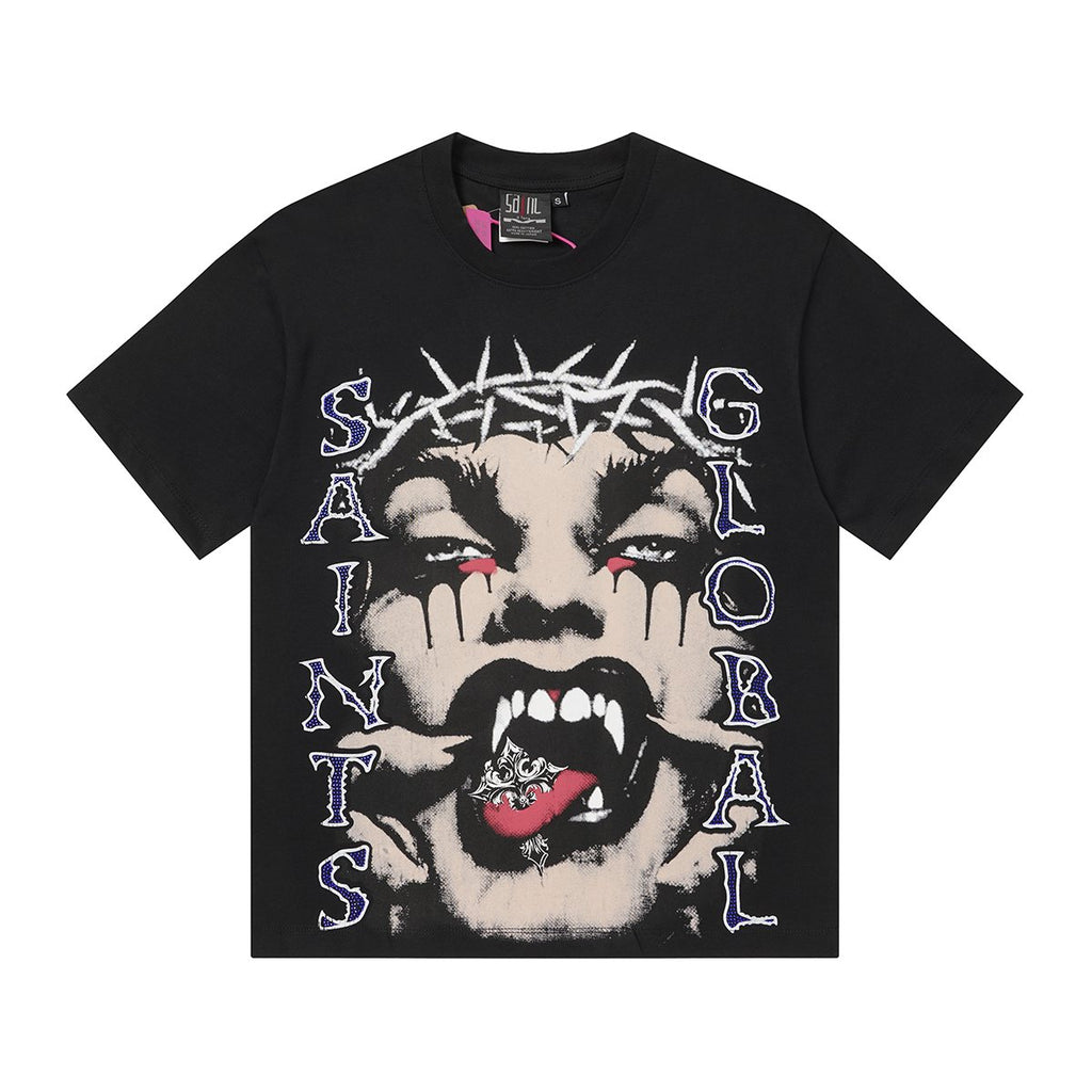SAINT Rhinestone Graphic Short-Sleeve T-Shirt ¡ª hero