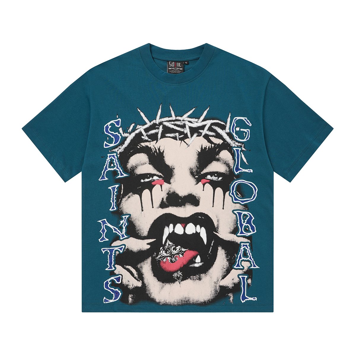SAINT Rhinestone Graphic Short-Sleeve T-Shirt ¡ª front