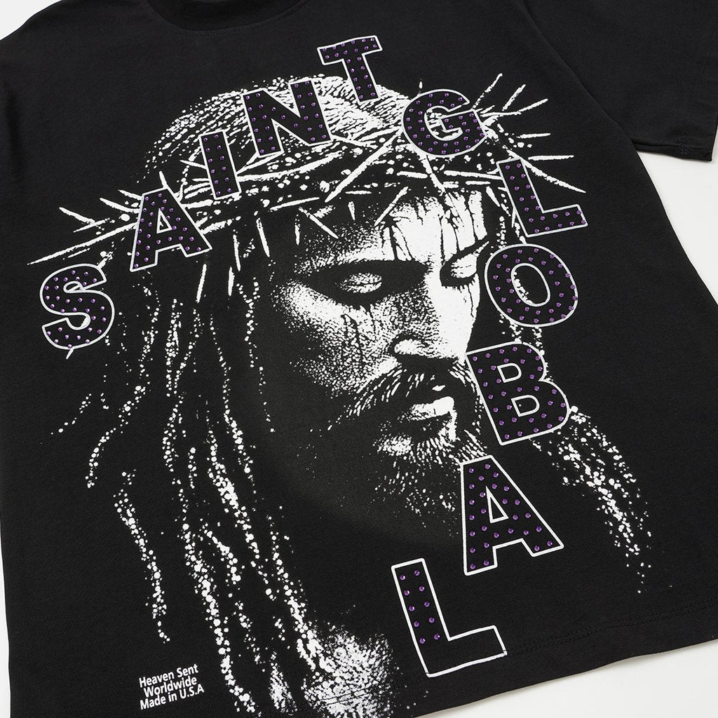 SAINT Rhinestone Graphic Short-Sleeve T-Shirt ¡ª detail