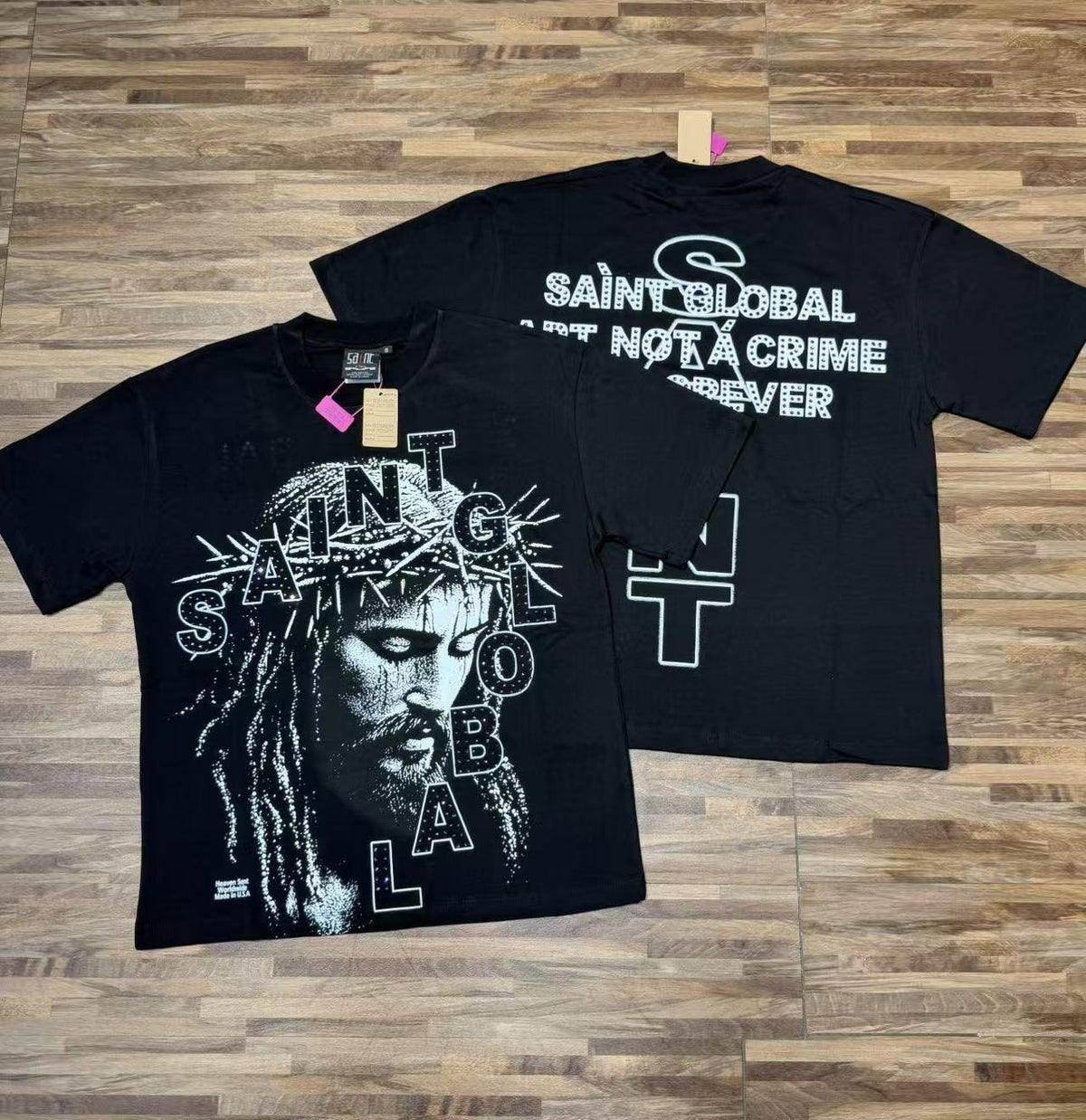 SAINT Rhinestone Graphic Short-Sleeve T-Shirt ¡ª context