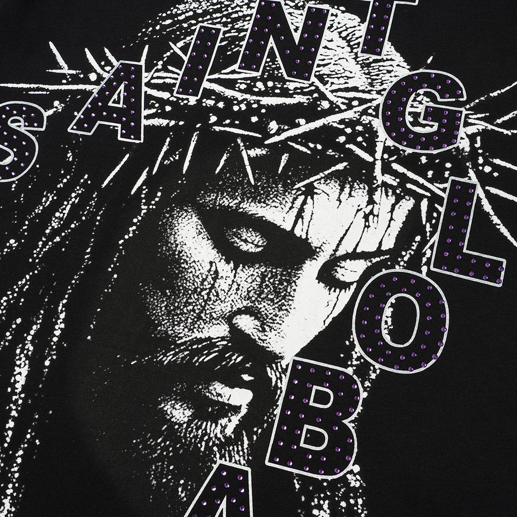 SAINT Rhinestone Graphic Short-Sleeve T-Shirt ¡ª detail