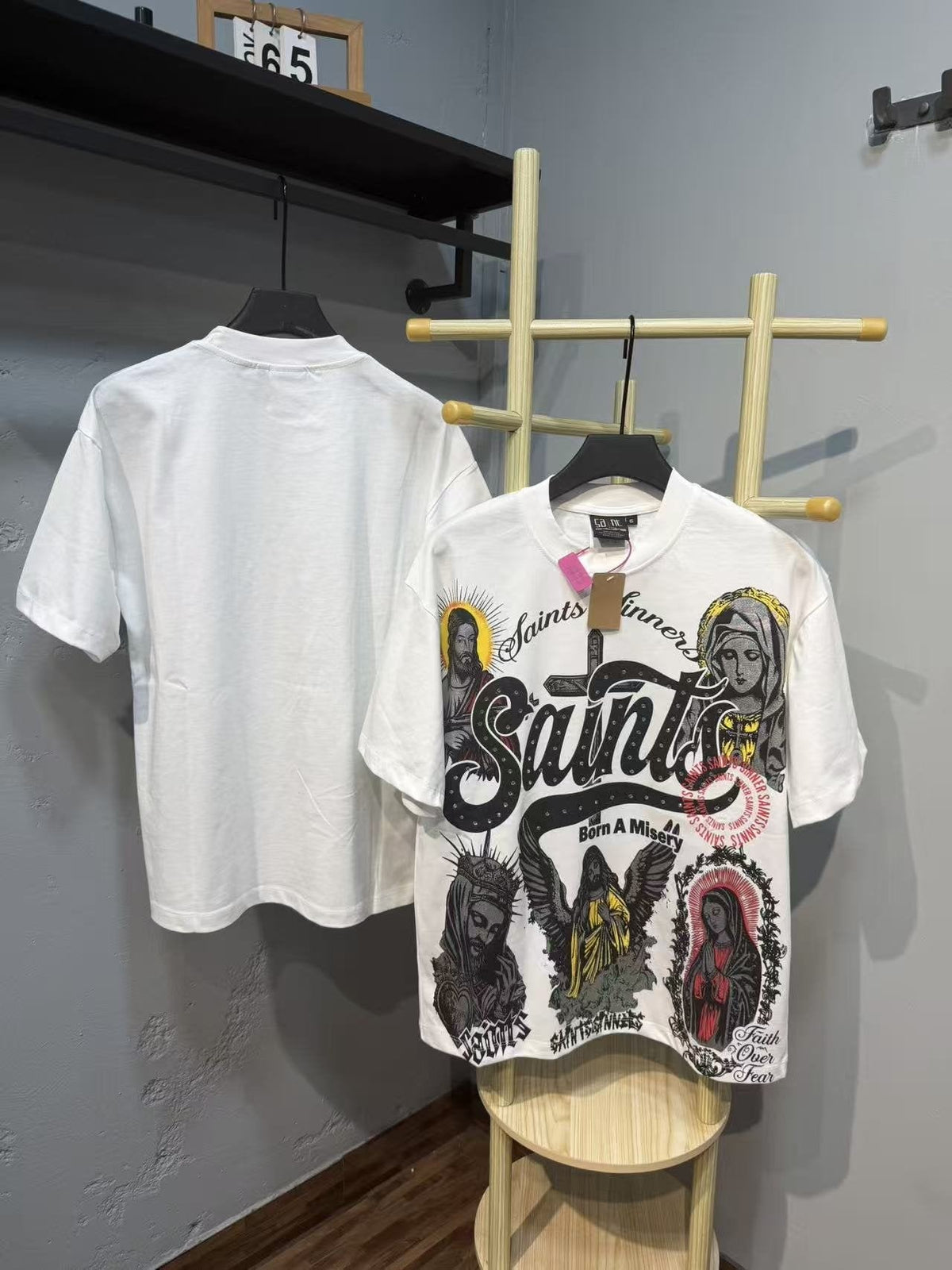 SAINT Rhinestone Religious Graphic T-Shirt ¡ª context