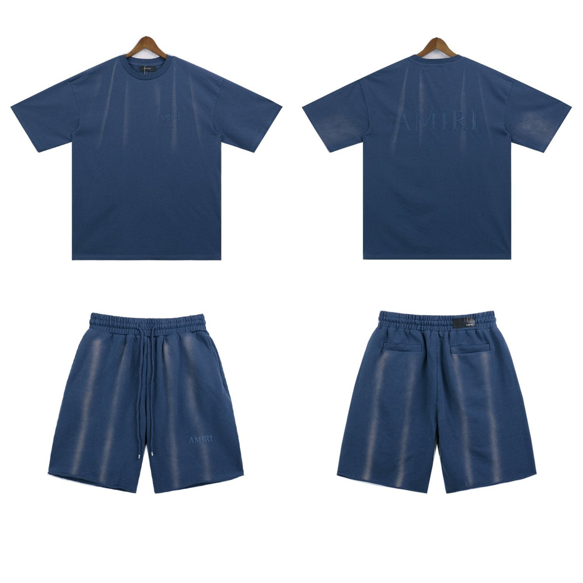 AMIRI Washed Embroidered T-Shirt & Shorts Set ¡ª front