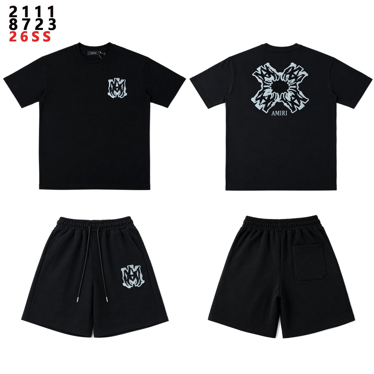 AMIRI Ice Blue Flame Graphic Short-Sleeve Set ¡ª front