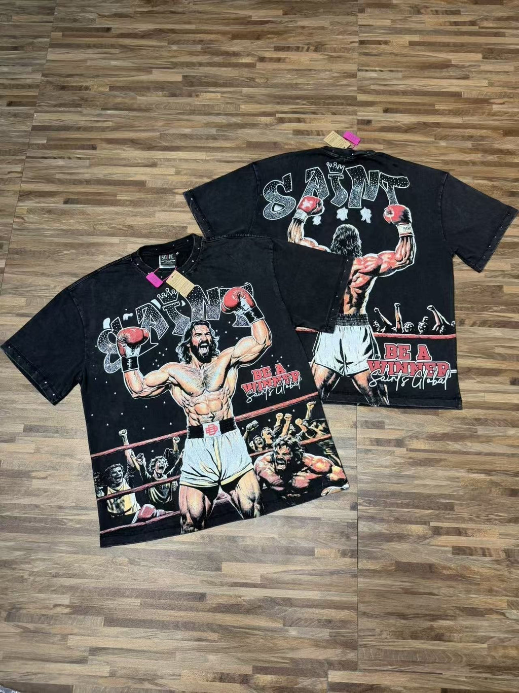 SAINT Boxing Graphic Washed T-Shirt ¡ª context