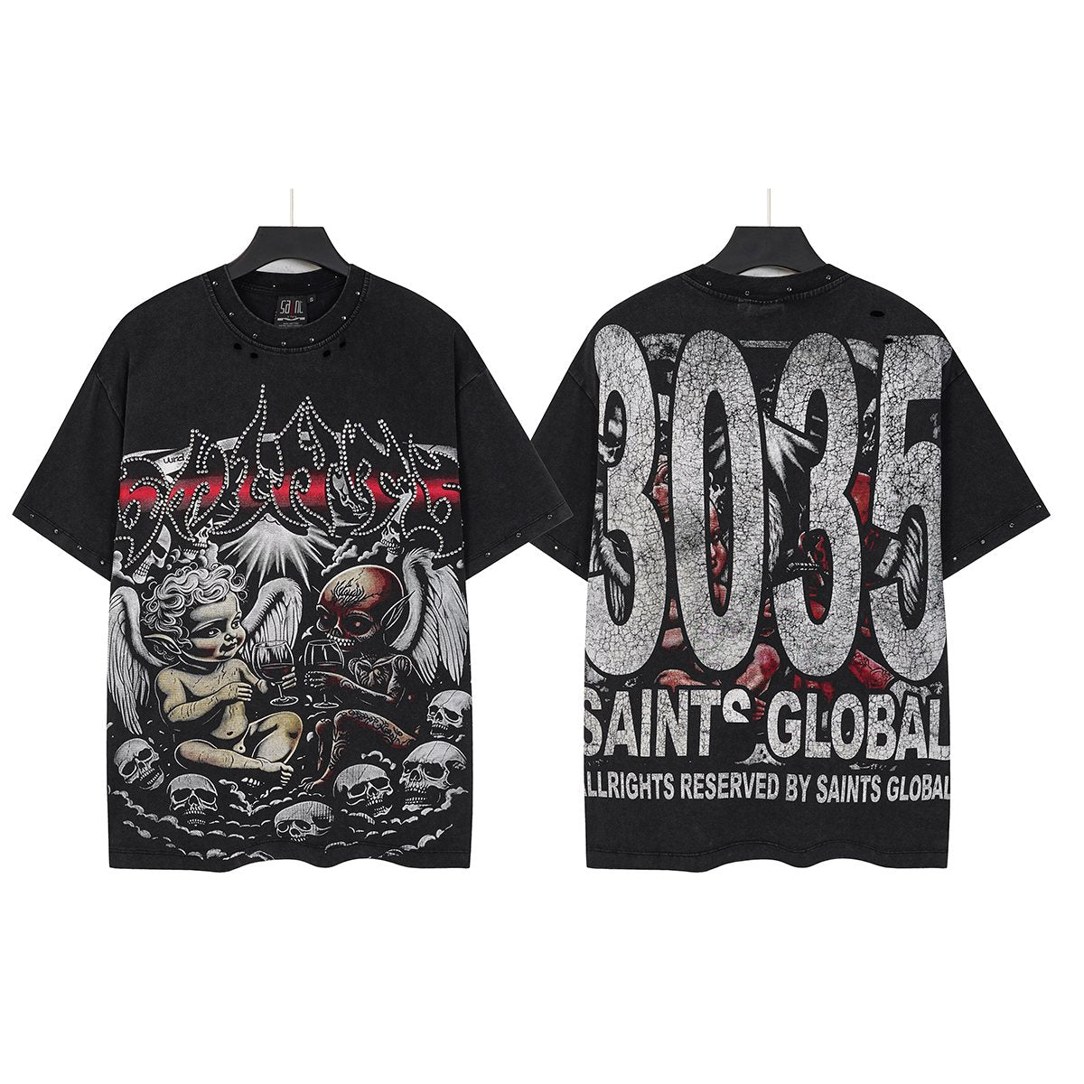 SAINT Angel & Devil 3035 Short-Sleeve Graphic T-Shirt ¡ª hero