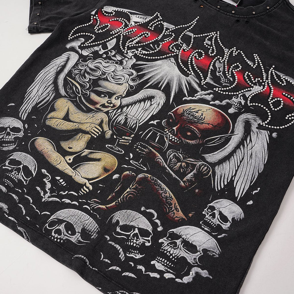 SAINT Angel & Devil 3035 Short-Sleeve Graphic T-Shirt ¡ª detail