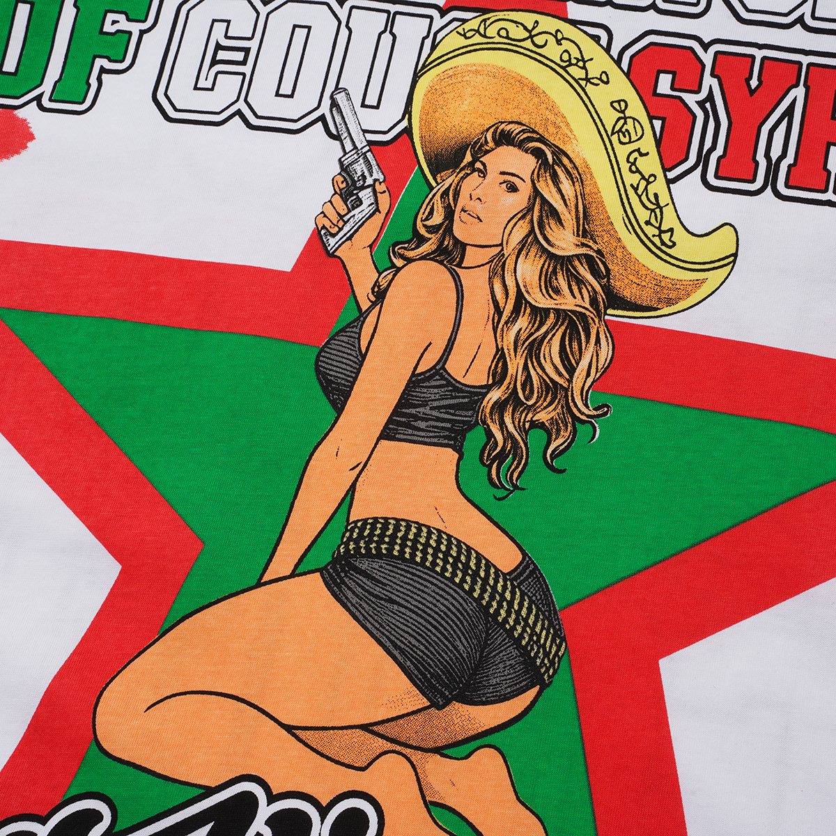 THAT'S A AWFUL LOT OF COUGH SYRUP White/Green Tie-Dye Graphic T-Shirt ¡ª detail