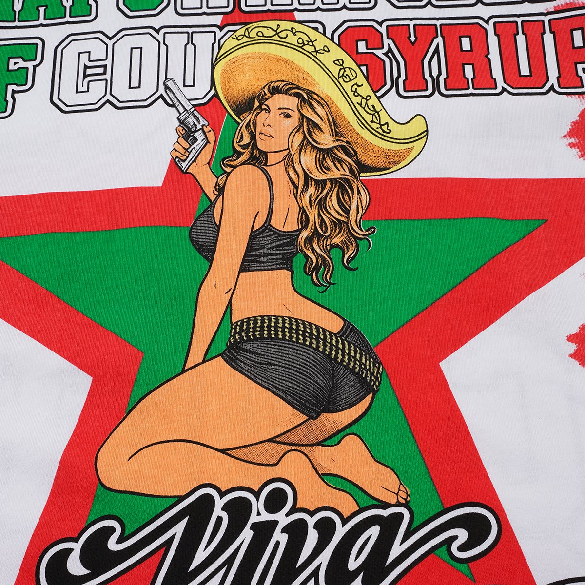 THAT'S A AWFUL LOT OF COUGH SYRUP White/Green Tie-Dye Graphic T-Shirt ¡ª detail
