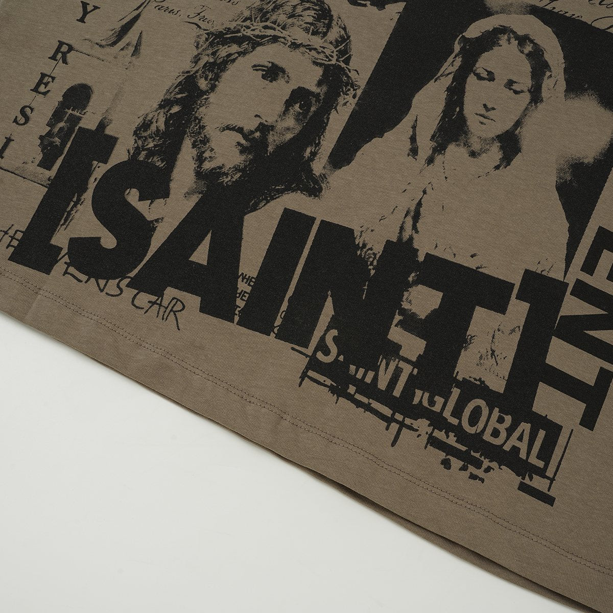 SAINT Taupe Front & Back Graphic T-Shirt ¡ª detail