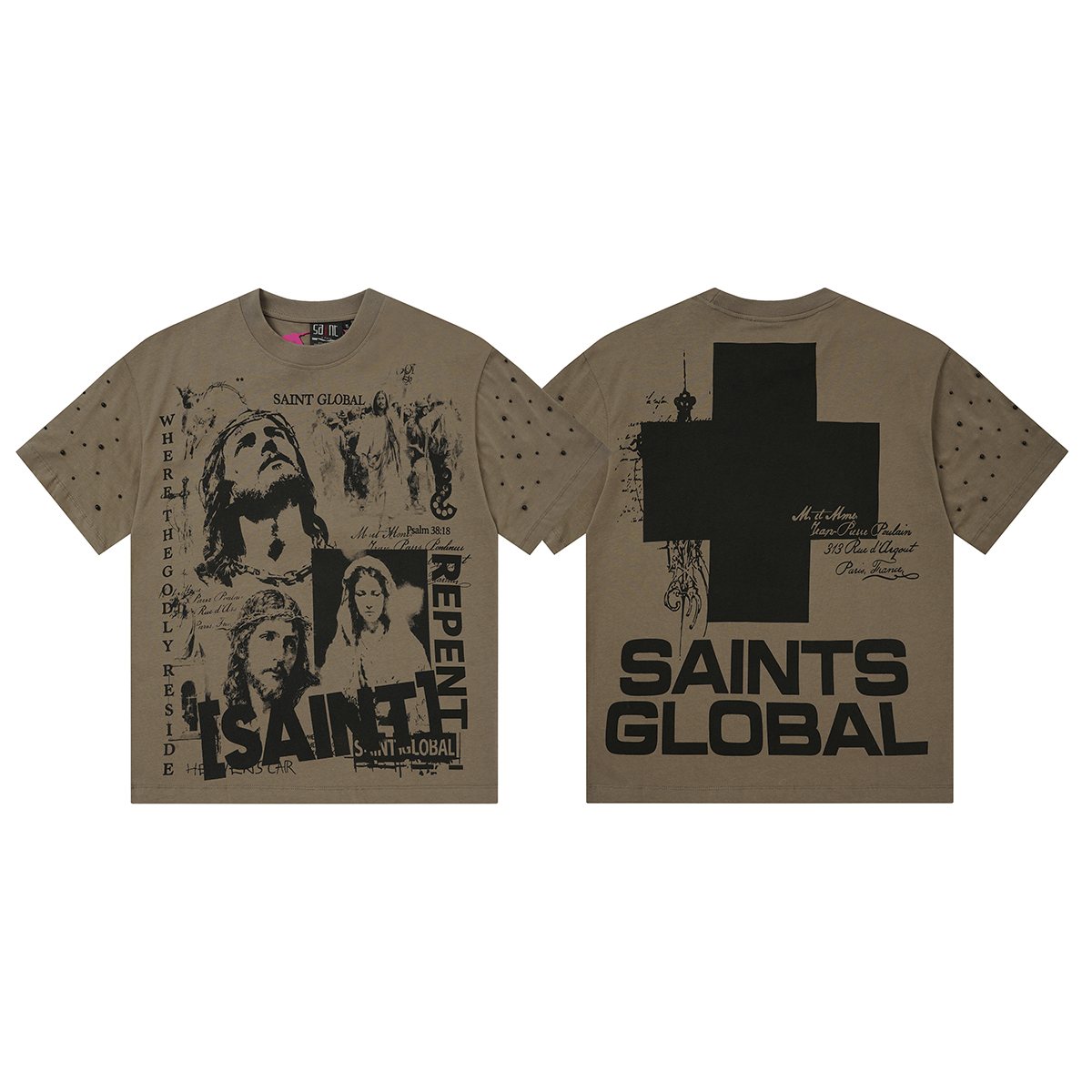SAINT Taupe Front & Back Graphic T-Shirt ¡ª hero