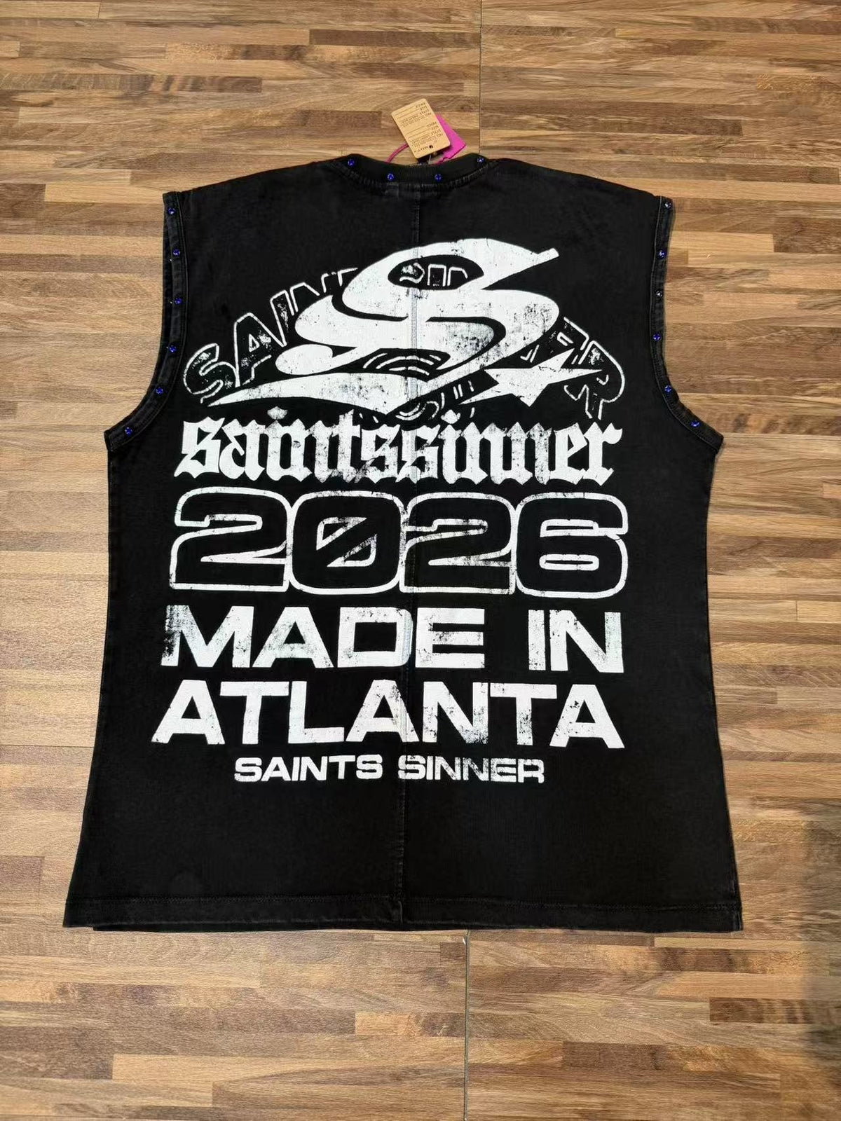 SAINT Sinner Washed Graphic Sleeveless T-Shirt ¡ª back