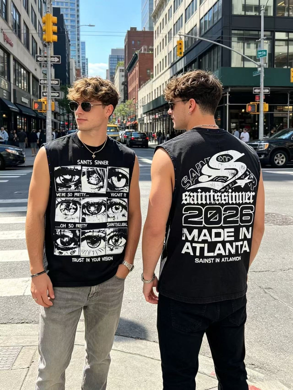 SAINT Sinner Washed Graphic Sleeveless T-Shirt ¡ª context