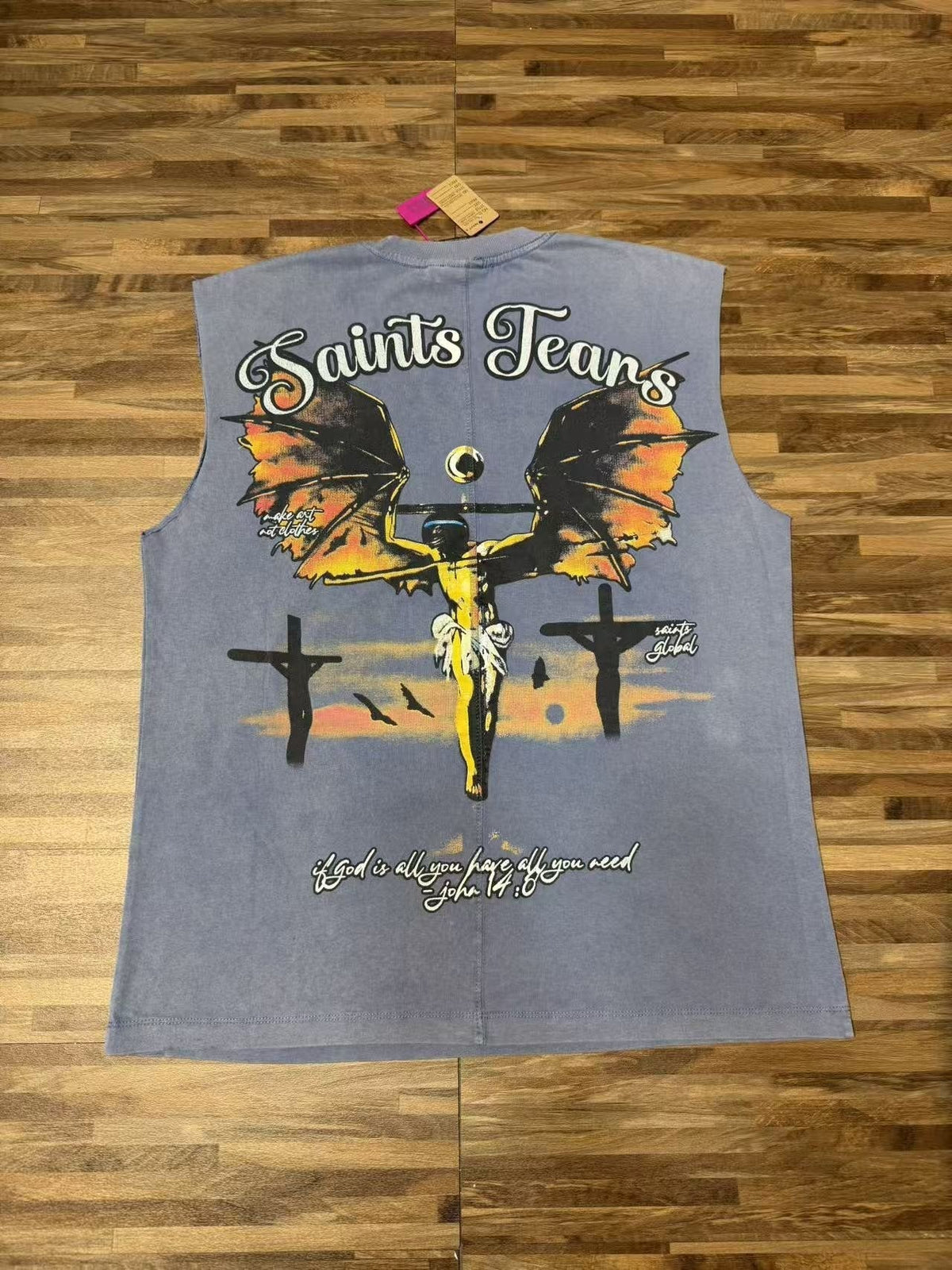 SAINT Rhinestone Graphic Sleeveless T-Shirt ¡ª back