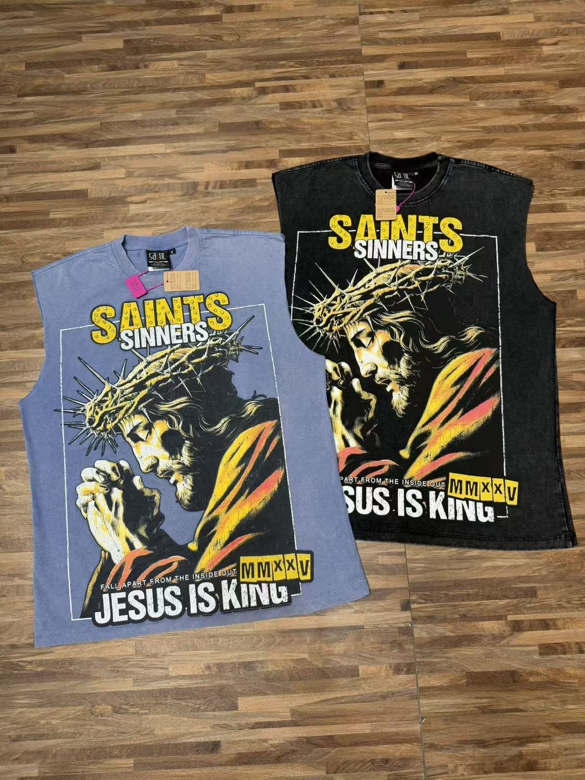 SAINT Rhinestone Graphic Sleeveless T-Shirt ¡ª comparison