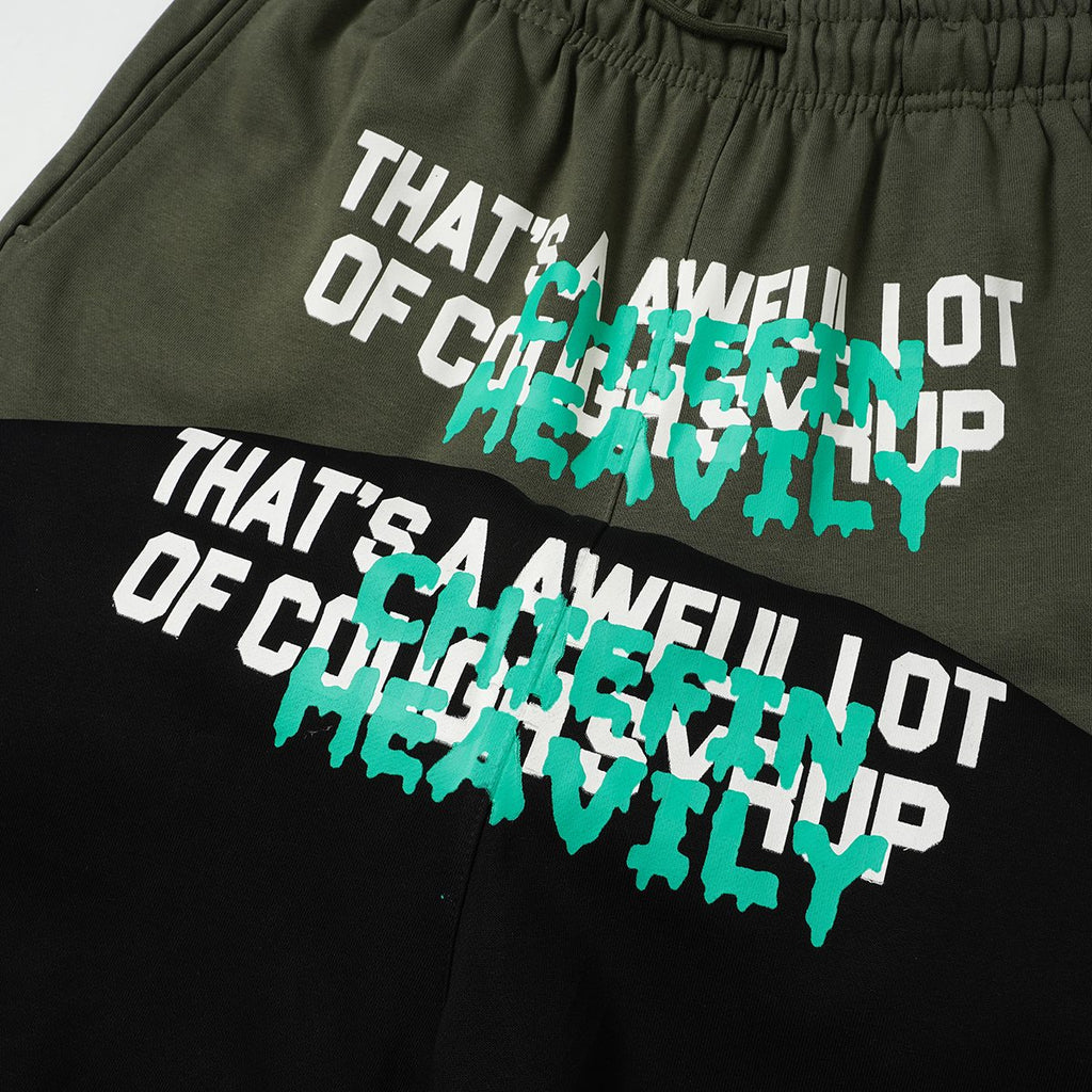THAT'S A AWFUL LOT OF COUGH SYRUP Drawstring Graphic Shorts ¡ª detail