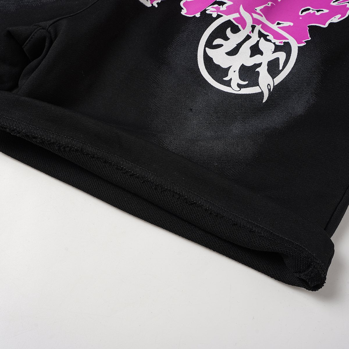 THAT'S A AWFUL LOT OF COUGH SYRUP Black Front Graphic Shorts ¡ª detail