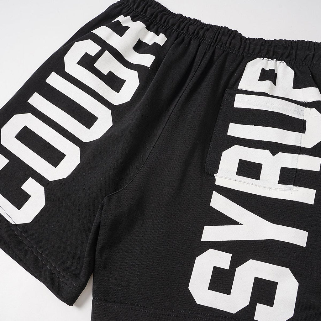 THAT'S A AWFUL LOT OF COUGH SYRUP Black Graphic Shorts ¡ª detail
