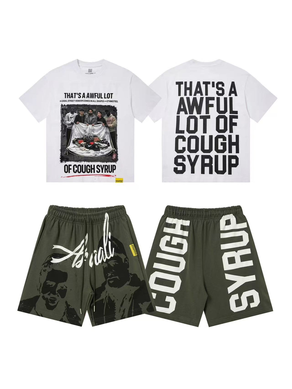 THAT'S A AWFUL LOT OF COUGH SYRUP Photo Graphic Short-Sleeve Set ¡ª front