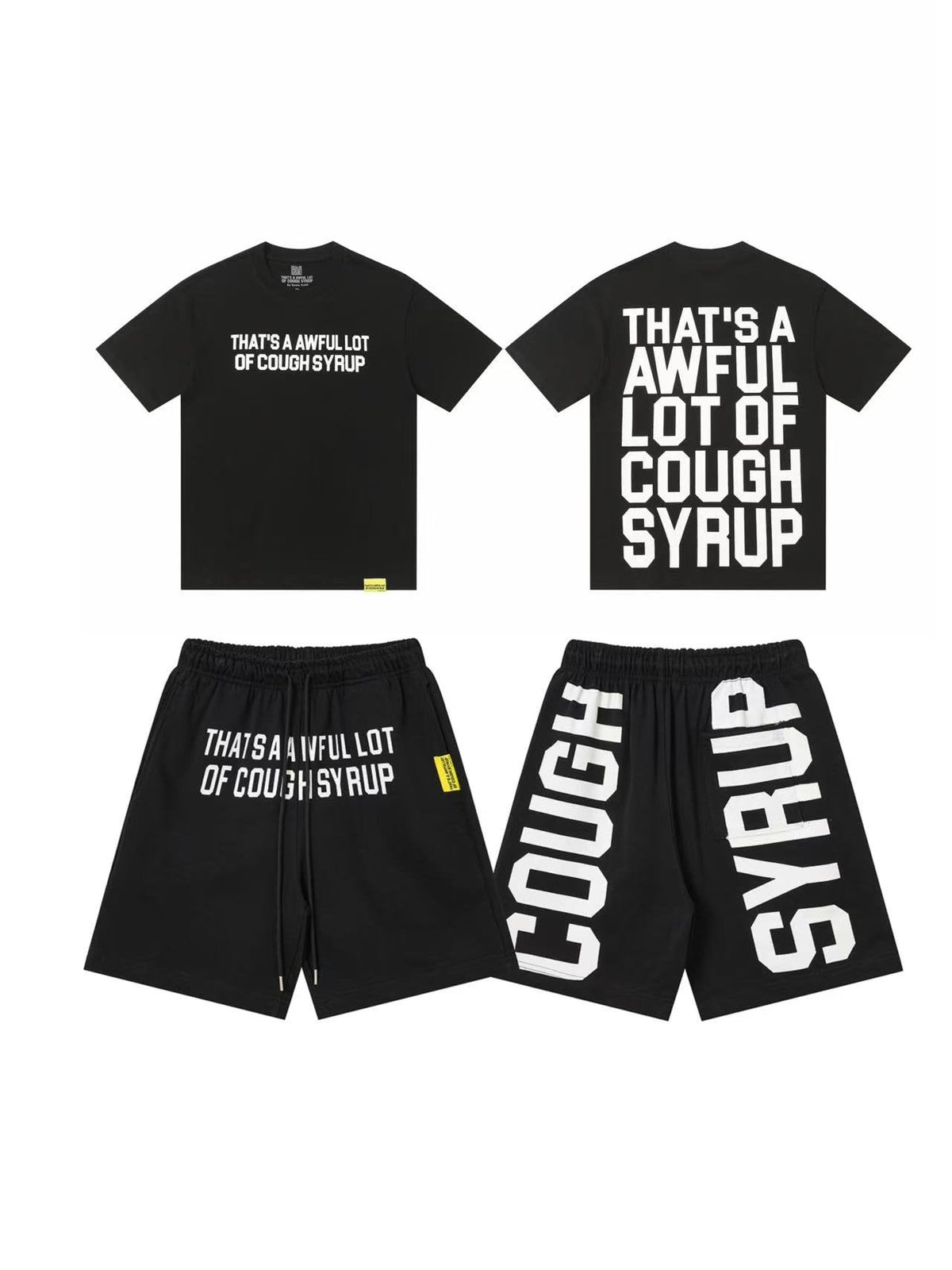 THAT'S A AWFUL LOT OF COUGH SYRUP Bold Wordmark Short-Sleeve Set ¡ª hero