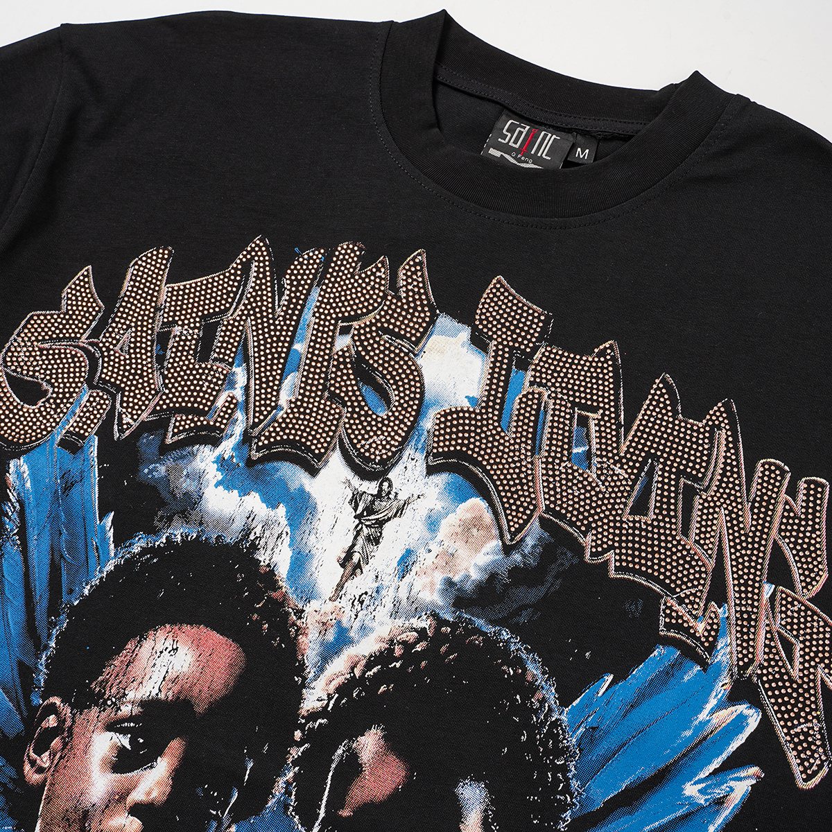 SAINT Rhinestone Graphic Short-Sleeve T-Shirt ¡ª detail