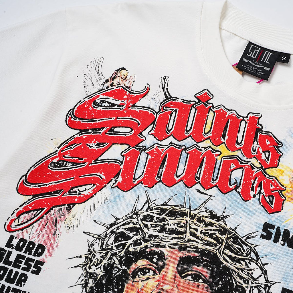 SAINT Religious-Inspired Graphic Short-Sleeve T-Shirt ¡ª detail
