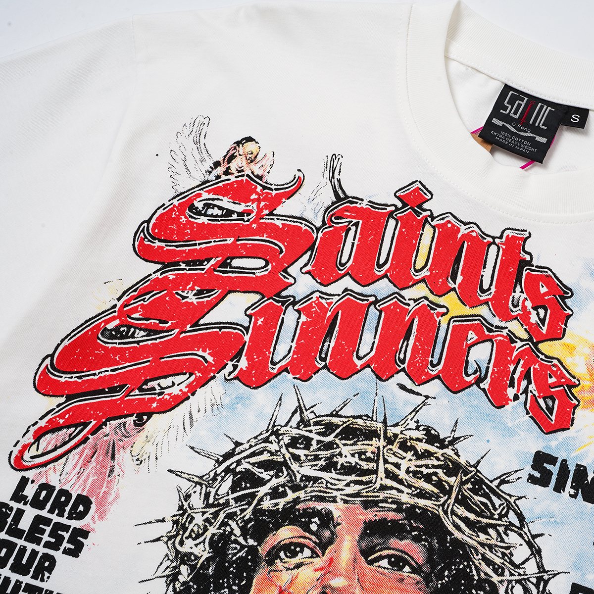 SAINT Religious-Inspired Graphic Short-Sleeve T-Shirt ¡ª detail