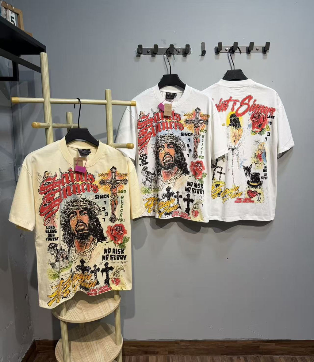 SAINT Religious-Inspired Graphic Short-Sleeve T-Shirt ¡ª context