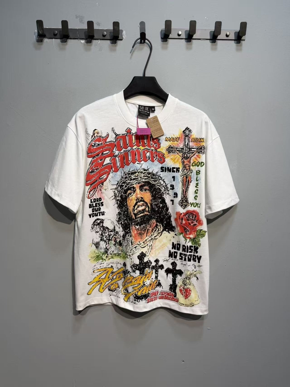 SAINT Religious-Inspired Graphic Short-Sleeve T-Shirt ¡ª front