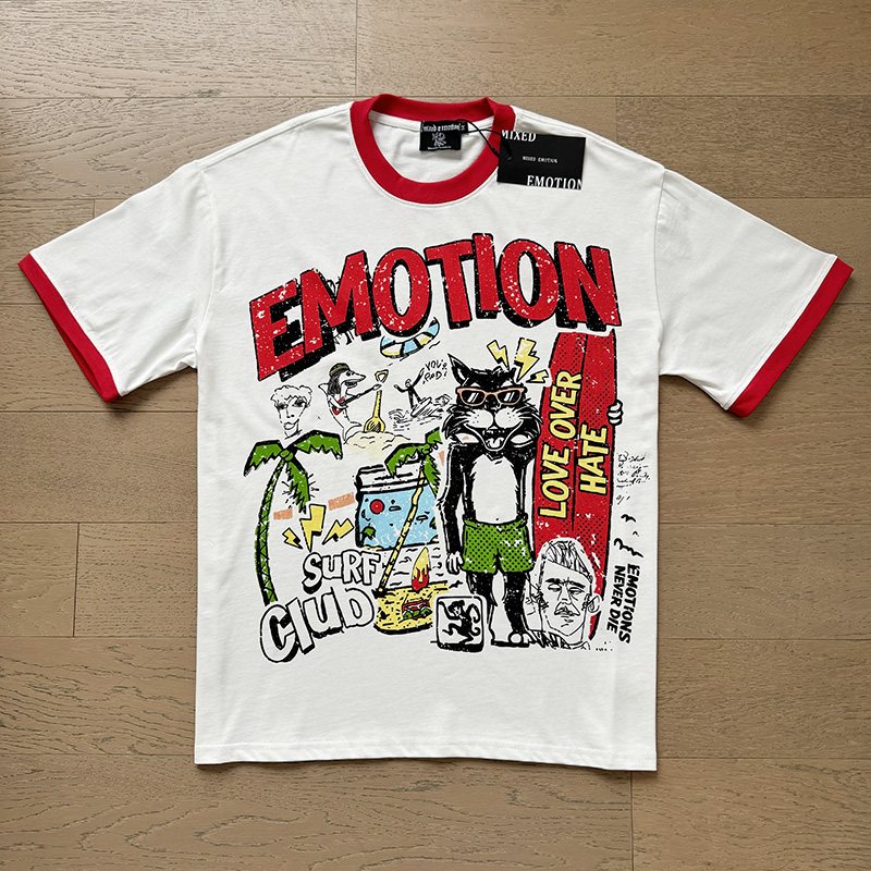 MIXED EMOTION Contrast-Trim Graphic Ringer T-Shirt ¡ª hero