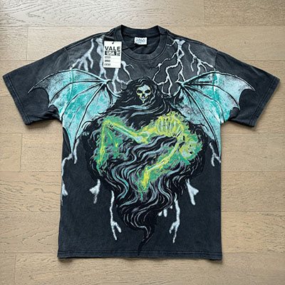 VALE USA Grim Reaper Graphic T-Shirt - Charcoal Black ¡ª front