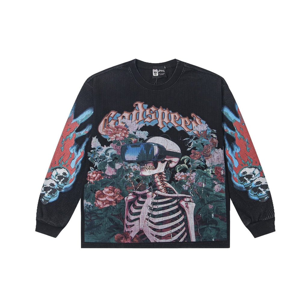 Godspeed Skeleton Floral Long-Sleeve T-Shirt ¡ª front