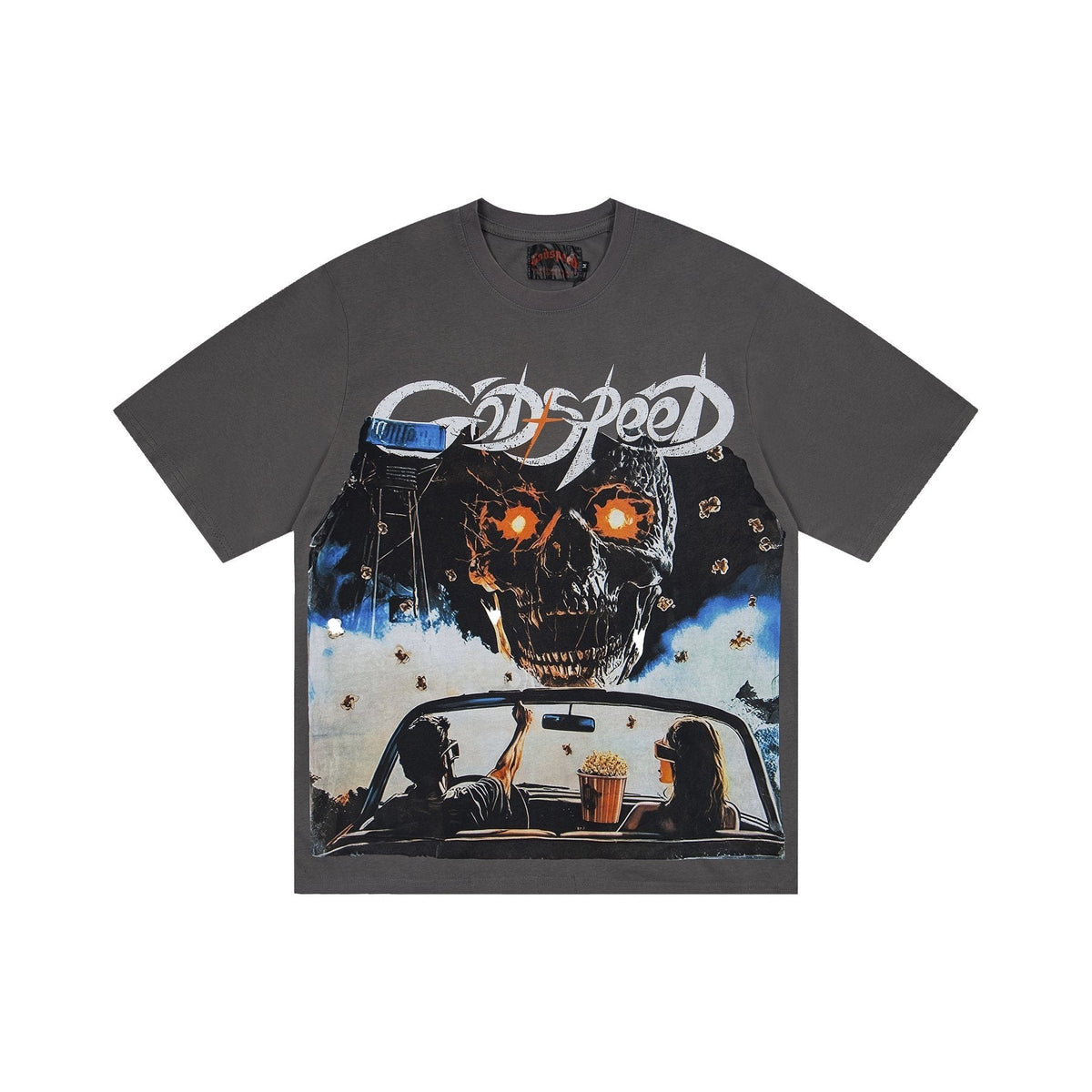 Godspeed Skull & Car Graphic Short-Sleeve T-Shirt ¡ª front