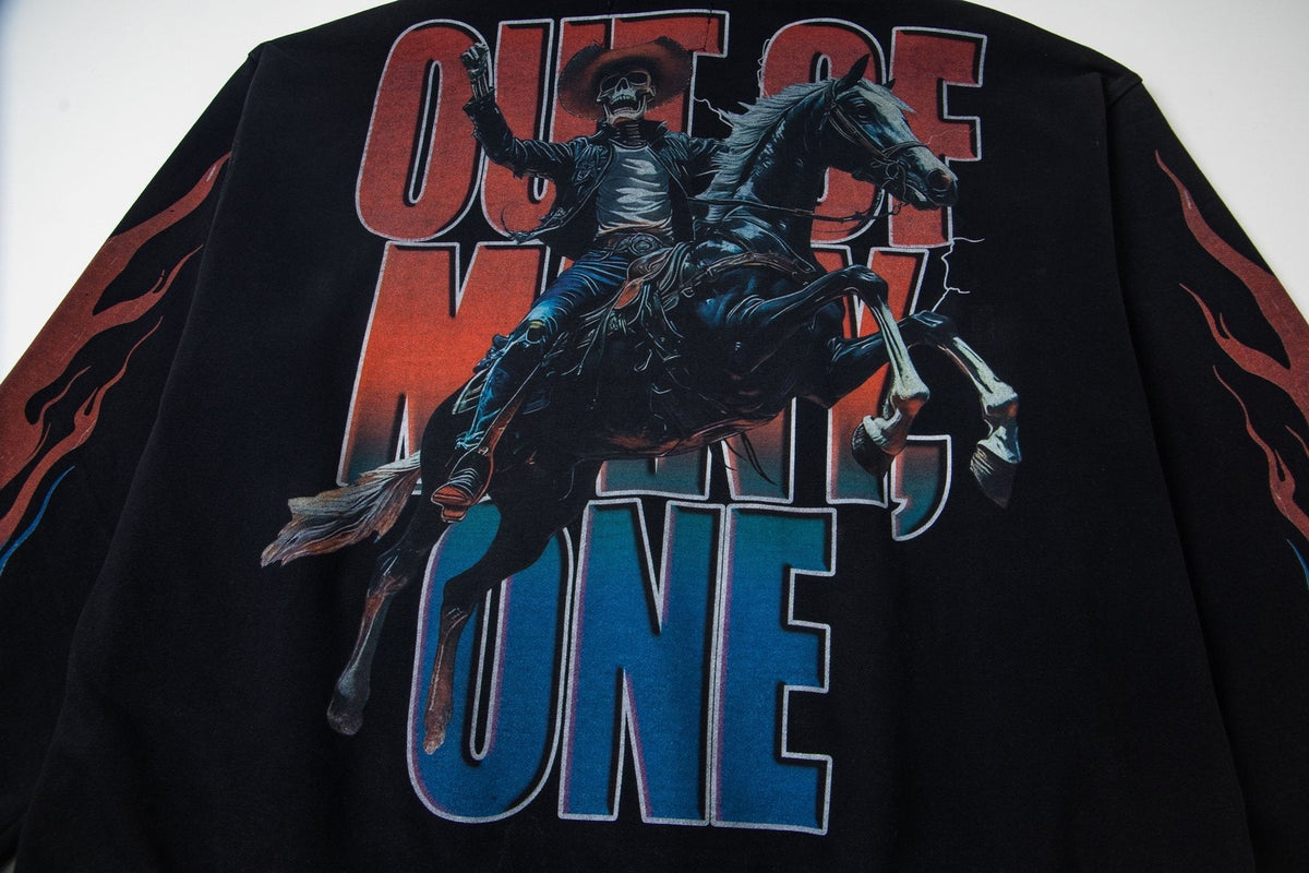 Godspeed Out of My Mind Cowboy Flame Graphic Hoodie ¡ª detail