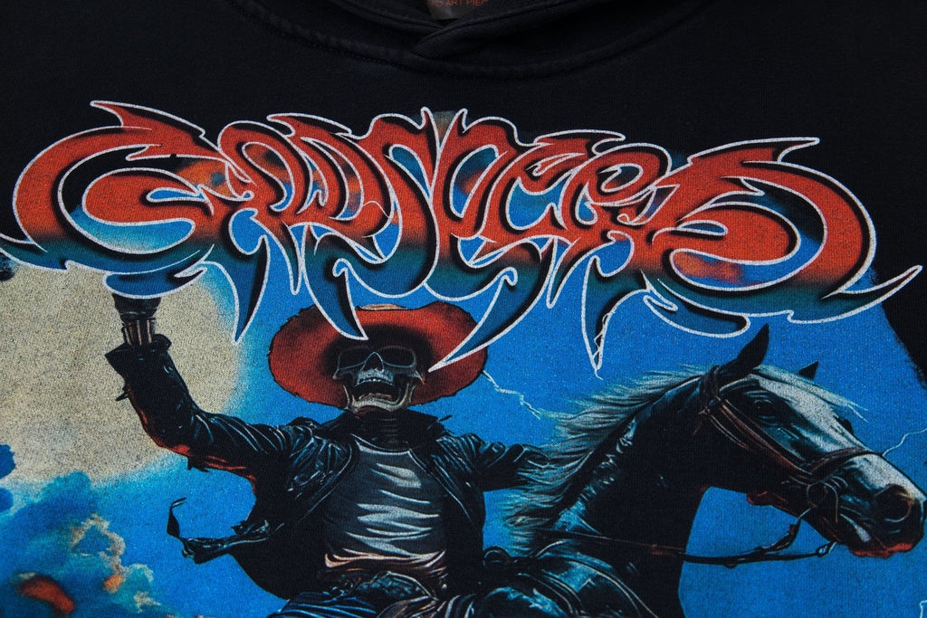 Godspeed Out of My Mind Cowboy Flame Graphic Hoodie ¡ª detail