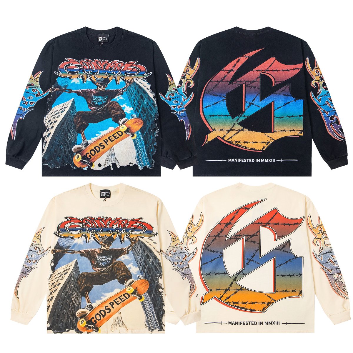 Godspeed White Ink Graphic Long-Sleeve T-Shirt ¡ª comparison