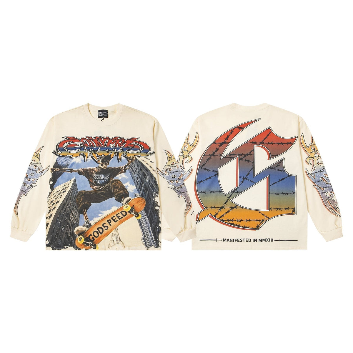 Godspeed White Ink Graphic Long-Sleeve T-Shirt ¡ª front